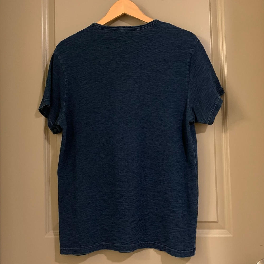 Double RRL Ralph Lauren Men Short Sleeve Crew Neck T-Shirt Blue Size L - Picture 7 of 8